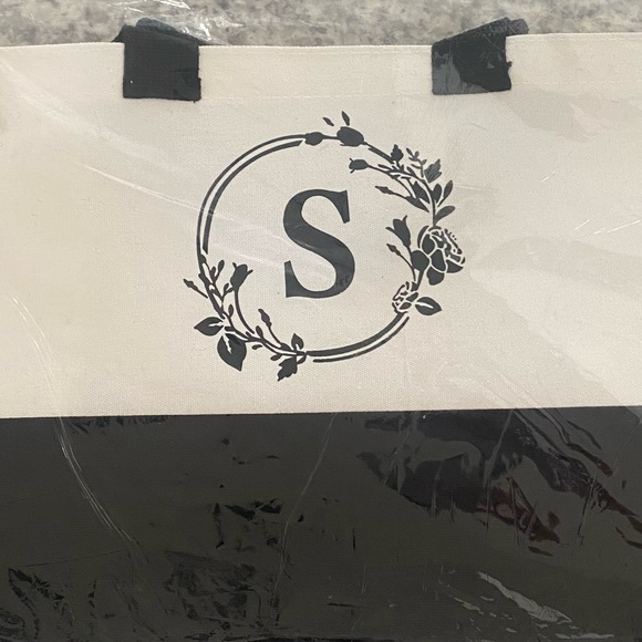 Canvas Tote Bag Large Initial S - Picture 2 of 9